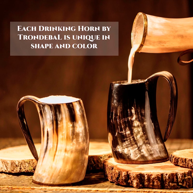 Trondebal Viking Drinking Horn Mug  15-20 Oz Natural Ox Horn Cup & Cofee Stein | Cool Unique Gift for Men and Women  Home Decor Accessories | Shot Glasses for Beer  Ale  Whiskey  Mead - Image 4